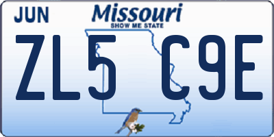 MO license plate ZL5C9E