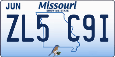 MO license plate ZL5C9I