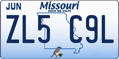 MO license plate ZL5C9L