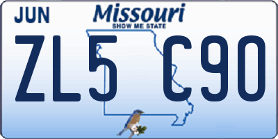 MO license plate ZL5C9O