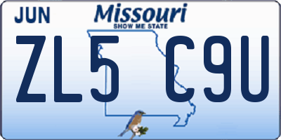 MO license plate ZL5C9U