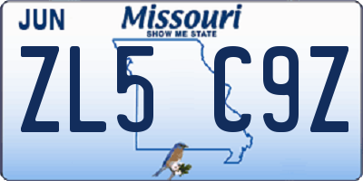 MO license plate ZL5C9Z