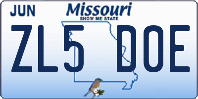 MO license plate ZL5D0E