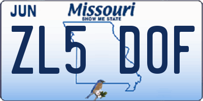 MO license plate ZL5D0F