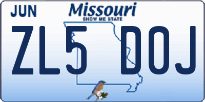 MO license plate ZL5D0J