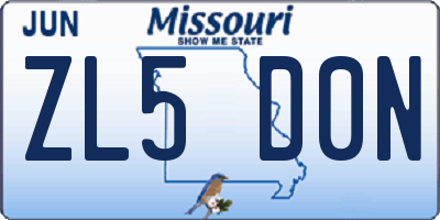 MO license plate ZL5D0N