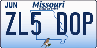 MO license plate ZL5D0P