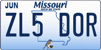 MO license plate ZL5D0R