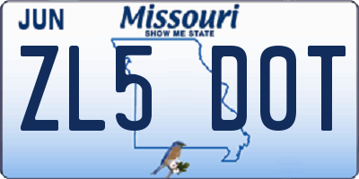 MO license plate ZL5D0T