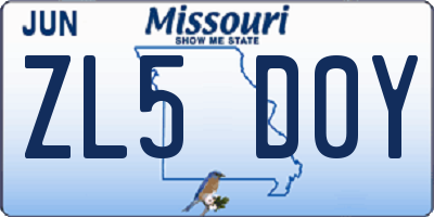 MO license plate ZL5D0Y