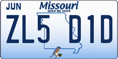 MO license plate ZL5D1D