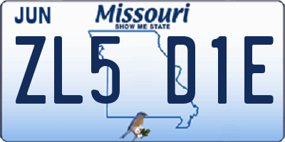 MO license plate ZL5D1E