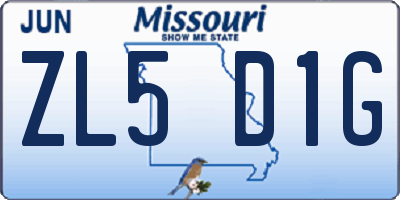 MO license plate ZL5D1G