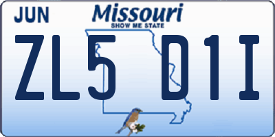 MO license plate ZL5D1I