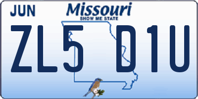 MO license plate ZL5D1U