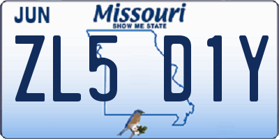 MO license plate ZL5D1Y