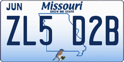 MO license plate ZL5D2B