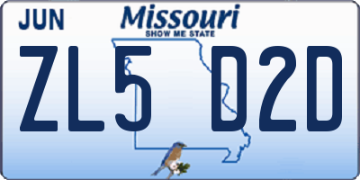 MO license plate ZL5D2D