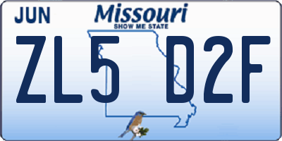 MO license plate ZL5D2F