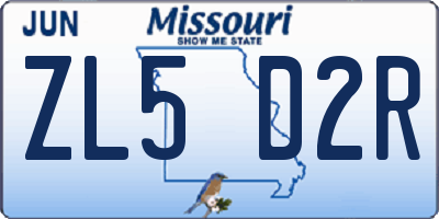 MO license plate ZL5D2R
