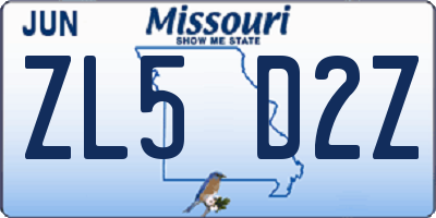 MO license plate ZL5D2Z