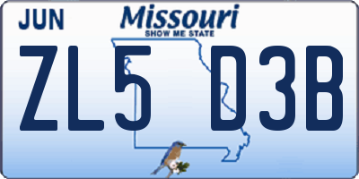 MO license plate ZL5D3B