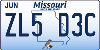 MO license plate ZL5D3C
