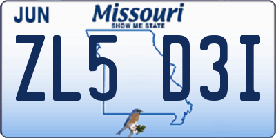 MO license plate ZL5D3I