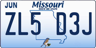 MO license plate ZL5D3J