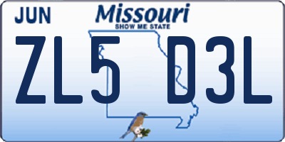 MO license plate ZL5D3L
