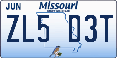 MO license plate ZL5D3T