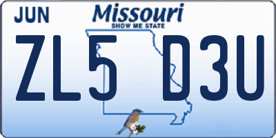 MO license plate ZL5D3U