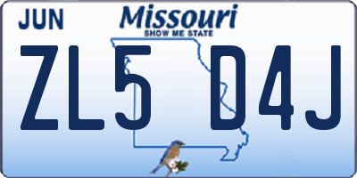 MO license plate ZL5D4J