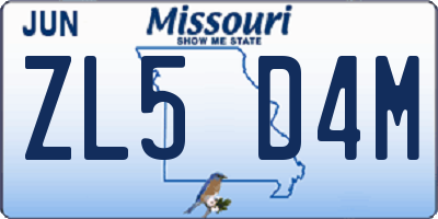 MO license plate ZL5D4M