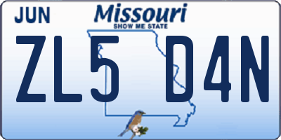 MO license plate ZL5D4N