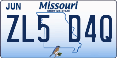 MO license plate ZL5D4Q
