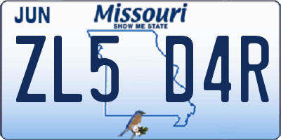 MO license plate ZL5D4R