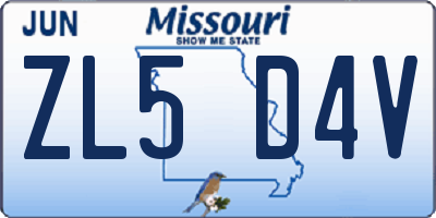 MO license plate ZL5D4V