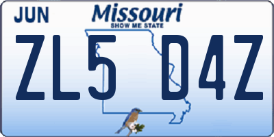 MO license plate ZL5D4Z