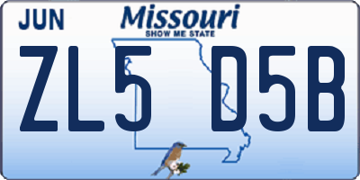 MO license plate ZL5D5B