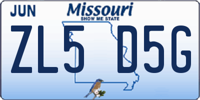 MO license plate ZL5D5G