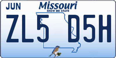 MO license plate ZL5D5H