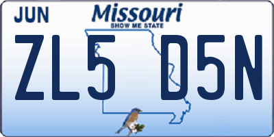 MO license plate ZL5D5N
