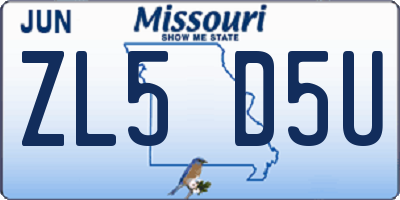 MO license plate ZL5D5U