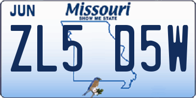 MO license plate ZL5D5W