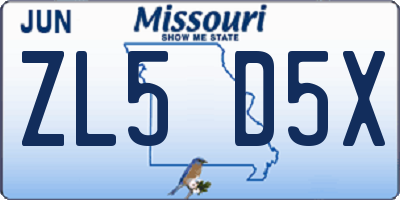 MO license plate ZL5D5X