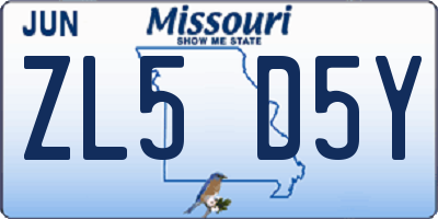 MO license plate ZL5D5Y