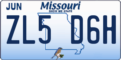 MO license plate ZL5D6H