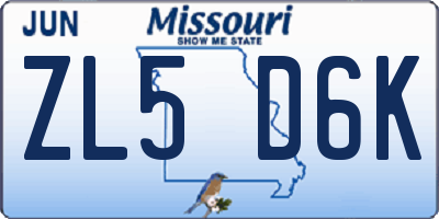 MO license plate ZL5D6K