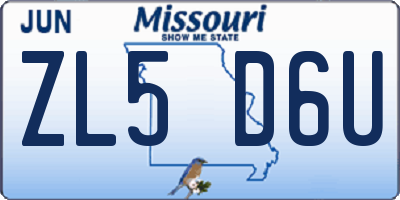 MO license plate ZL5D6U